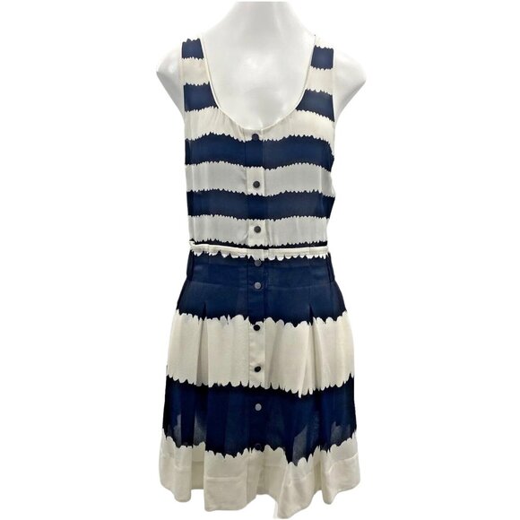 A.L.C. Size S Bexley Streaky Stripe Button Down Dress Silk Mini White Black $498 - Picture 1 of 10